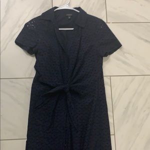 Talbots navy eyelet dress